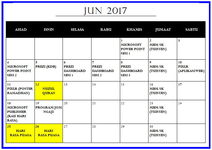 jadual jun portal